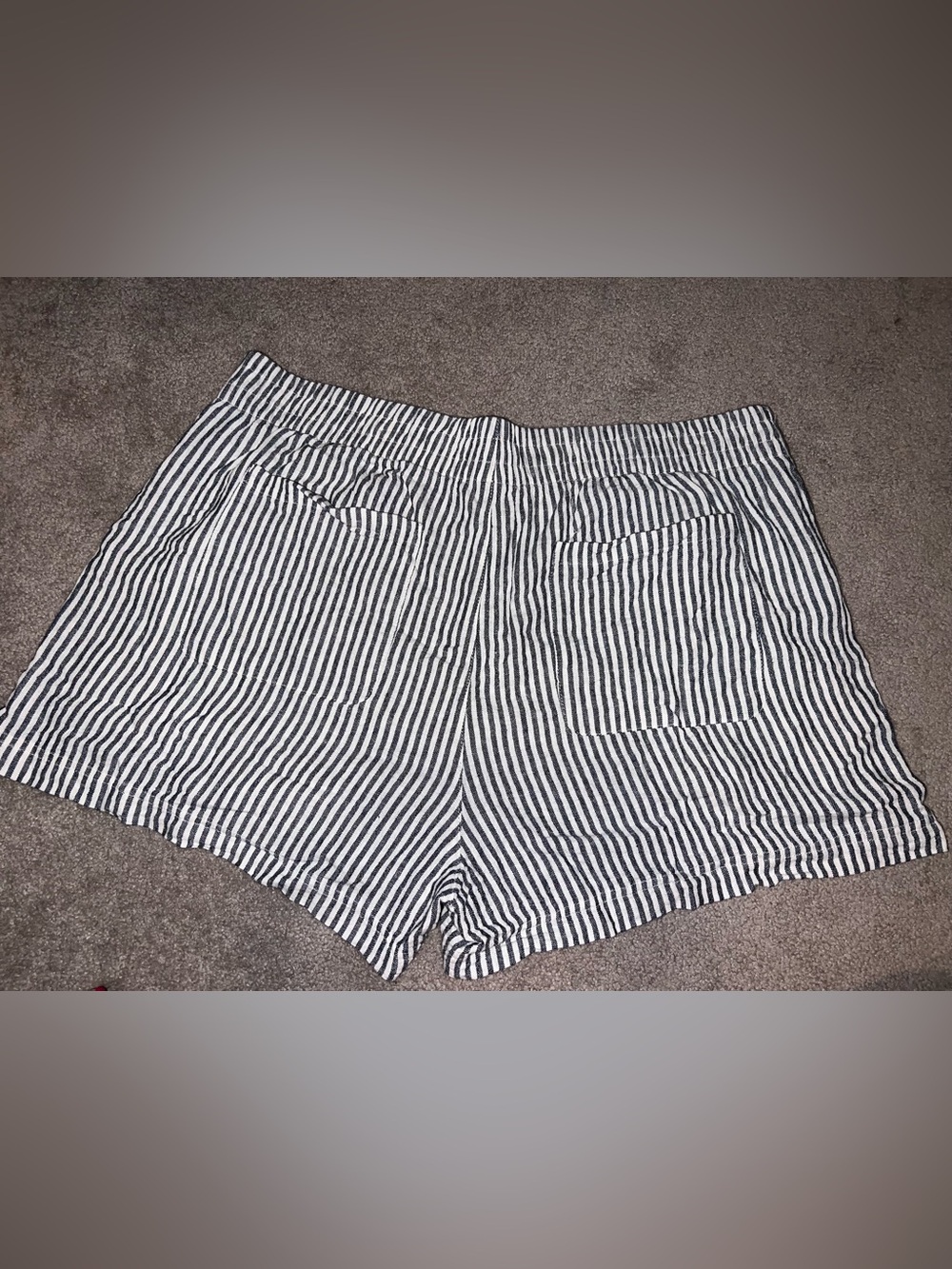 Old Navy Navy Blue & White Striped Linen Women's Shorts - Picture 3 of 5
